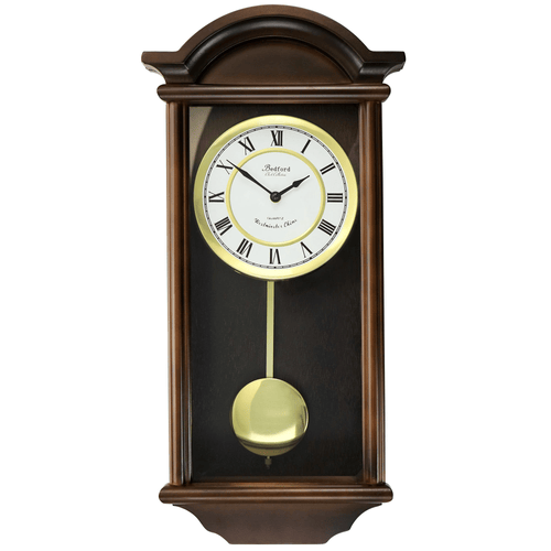 Bedford Clock Collection George 22 inch Chestnut Brown Wood Chiming Vintage Pendulum Wall Clock EasyOptionXY LLC