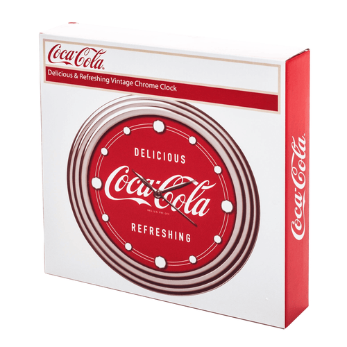 12" Coca-Cola Clock with Chrome Finish, Delicious Style EasyOptionXY LLC