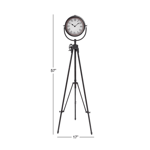 DecMode 57" Black Metal Tall Tripod Clock EasyOptionXY LLC