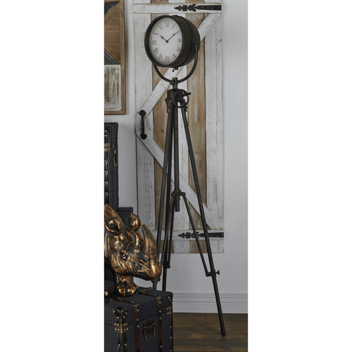 DecMode 57" Black Metal Tall Tripod Clock EasyOptionXY LLC