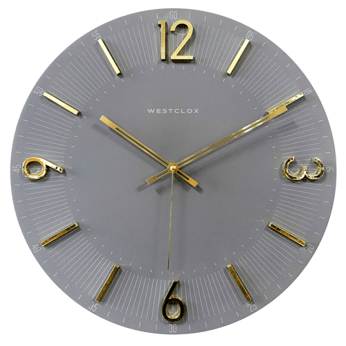 Westclox Contemporary 16" Analog QA Wall Clock-Gray with Raised Gold Numbers - Accurate Timekeeping EasyOptionXY LLC