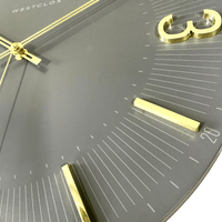 Westclox Contemporary 16" Analog QA Wall Clock-Gray with Raised Gold Numbers - Accurate Timekeeping EasyOptionXY LLC
