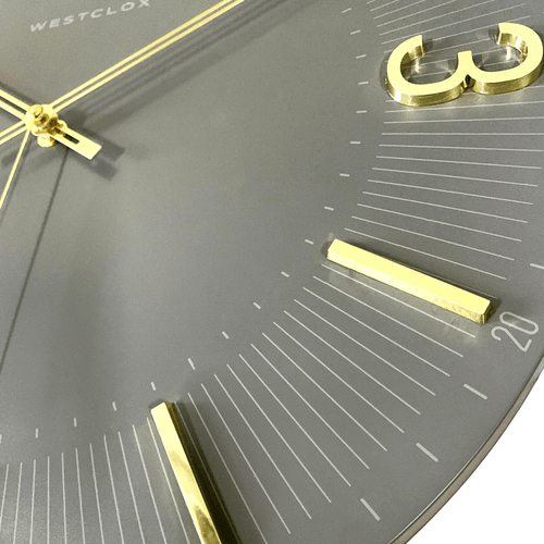 Westclox Contemporary 16" Analog QA Wall Clock-Gray with Raised Gold Numbers - Accurate Timekeeping EasyOptionXY LLC