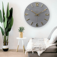 Westclox Contemporary 16" Analog QA Wall Clock-Gray with Raised Gold Numbers - Accurate Timekeeping EasyOptionXY LLC