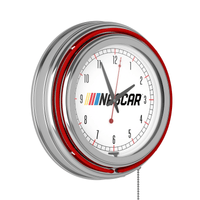 NASCAR Chrome Double Rung Neon Clock EasyOptionXY LLC