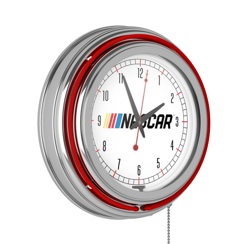 NASCAR Chrome Double Rung Neon Clock EasyOptionXY LLC