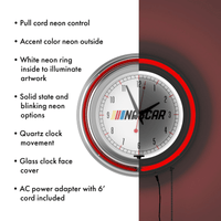 NASCAR Chrome Double Rung Neon Clock EasyOptionXY LLC