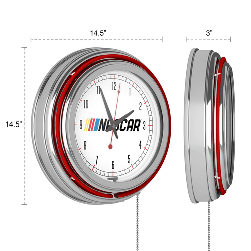 NASCAR Chrome Double Rung Neon Clock EasyOptionXY LLC