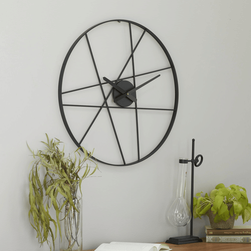 CosmoLiving by Cosmopolitan 24" Black Metal Open Frame Round Wall Clock EasyOptionXY LLC