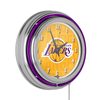 NBA Chrome Double Rung Neon Clock - City - Los Angeles Lakers