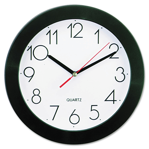 Universal UNV10421 9.75 in. Bold Font Round Wall Clock - Black EasyOptionXY LLC