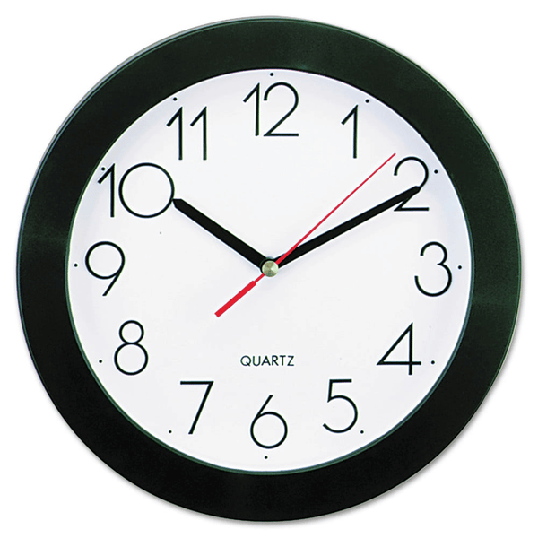 Universal UNV10421 9.75 in. Bold Font Round Wall Clock - Black EasyOptionXY LLC