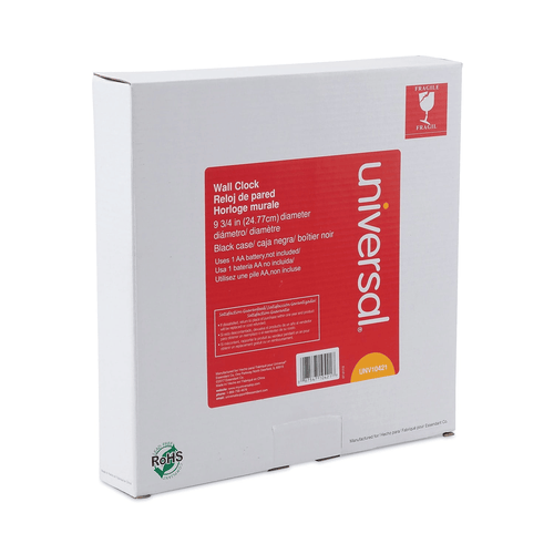 Universal UNV10421 9.75 in. Bold Font Round Wall Clock - Black EasyOptionXY LLC