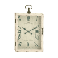 DecMode 20" x 34" White Wood Pocket Watch Style Wall Clock with Hinged Door EasyOptionXY LLC