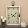DecMode 20" x 34" White Wood Pocket Watch Style Wall Clock with Hinged Door EasyOptionXY LLC