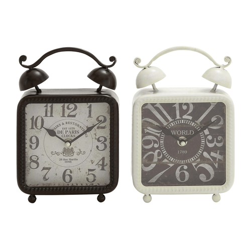 DecMode 9" Black Glass Bell Top Clock, Set of 2 EasyOptionXY LLC