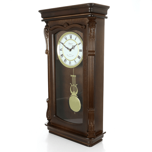Bedford Clock Collection Chestnut Chiming Pendulum Wall Clock EasyOptionXY LLC