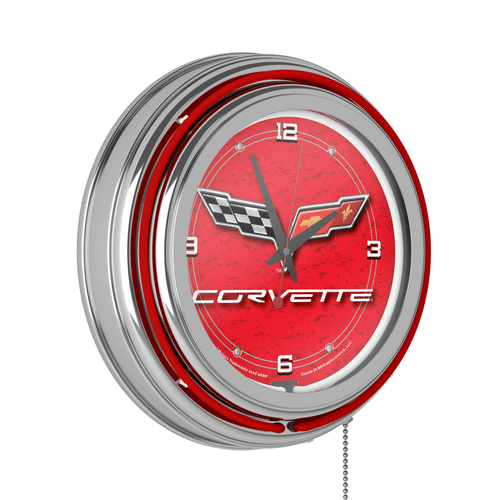 Corvette C6 Neon Clock - 14 inch Diameter - Red EasyOptionXY LLC