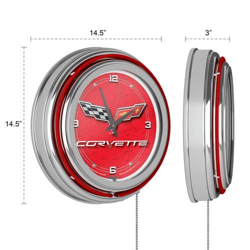 Corvette C6 Neon Clock - 14 inch Diameter - Red EasyOptionXY LLC