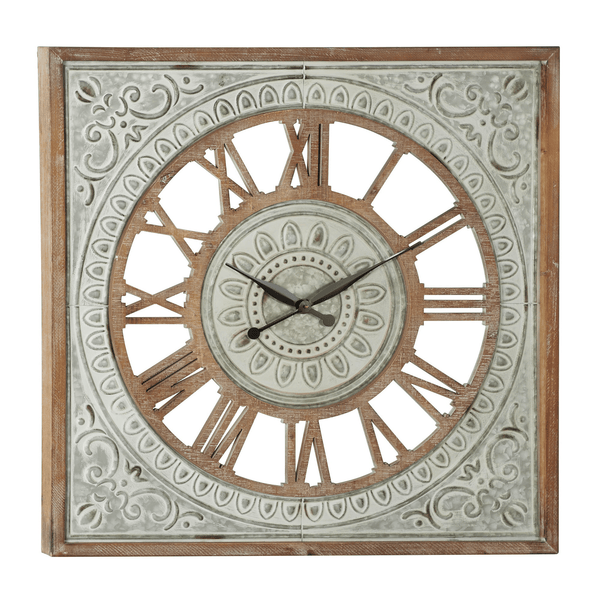 DecMode 36" Brown Metal Scroll Wall Clock with Embossed Metal EasyOptionXY LLC