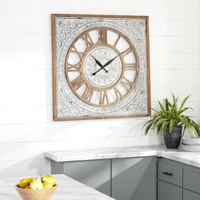 DecMode 36" Brown Metal Scroll Wall Clock with Embossed Metal EasyOptionXY LLC