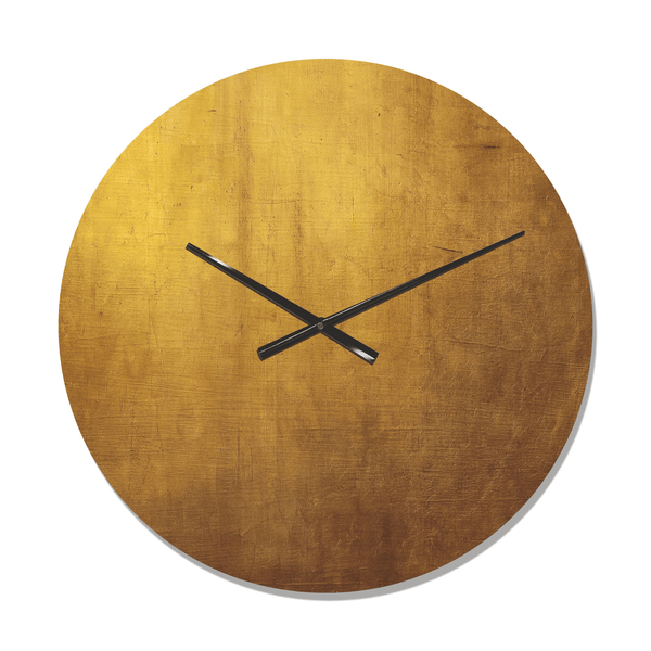 Designart 'Plain Gold Texture ' Modern Wood Wall Clock(Size 16" x 16") EasyOptionXY LLC