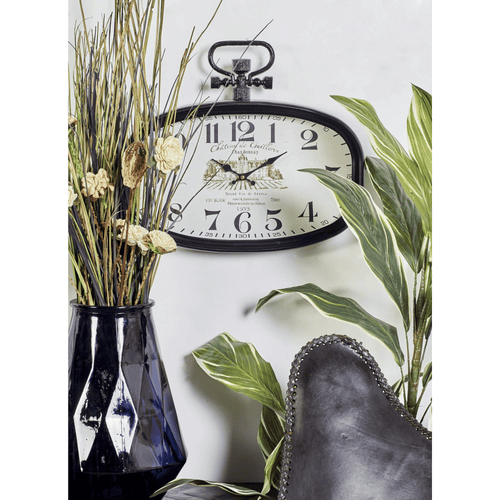 DecMode 18" x 16" White Metal Pocket Watch Style Wall Clock EasyOptionXY LLC