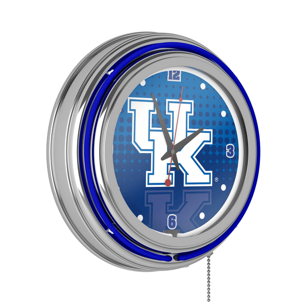 University of Kentucky Chrome Double Rung Neon Clock - Reflection EasyOptionXY LLC