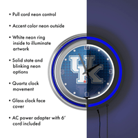 University of Kentucky Chrome Double Rung Neon Clock - Reflection EasyOptionXY LLC