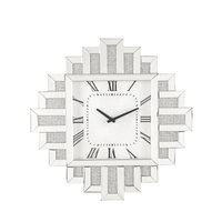 Lavina Wall Clock in Mirrored & Faux Diamonds EasyOptionXY LLC