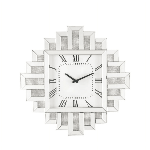 Lavina Wall Clock in Mirrored & Faux Diamonds EasyOptionXY LLC