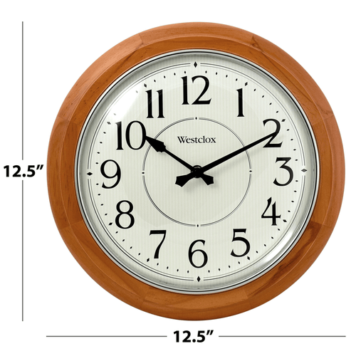 Traditional 12.5' Brown Wood Analog QA Wall Clock with Quiet Sweep Movement and Decorative Metal Hands. EasyOptionXY LLC