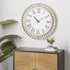 DecMode 24" White Metal Wall Clock with Gold Frame and Radial Beading EasyOptionXY LLC