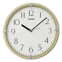 Seiko 12" Kuota Round Wall Clock, Golden Color Frame, Analog, Quartz, Battery Operated, Traditional QHA007GLH EasyOptionXY LLC