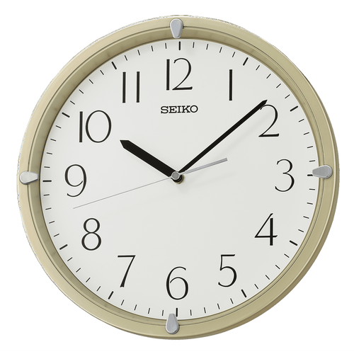 Seiko 12" Kuota Round Wall Clock, Golden Color Frame, Analog, Quartz, Battery Operated, Traditional QHA007GLH EasyOptionXY LLC