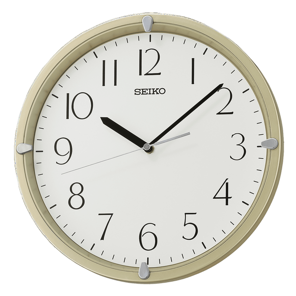 Seiko 12" Kuota Round Wall Clock, Golden Color Frame, Analog, Quartz, Battery Operated, Traditional QHA007GLH EasyOptionXY LLC