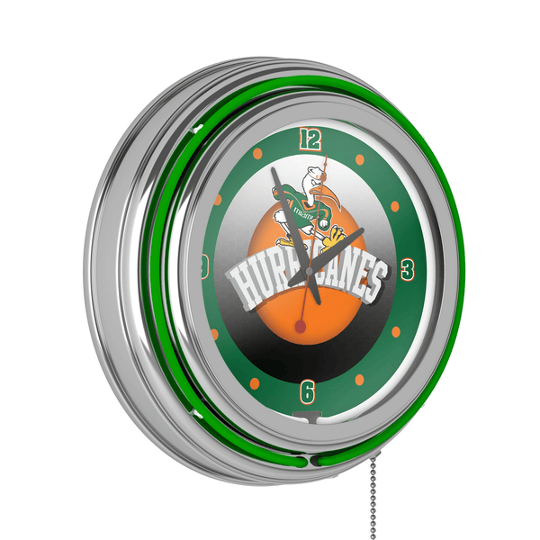 University of Miami Chrome Double Rung Neon Clock - Honeycomb EasyOptionXY LLC