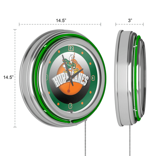 University of Miami Chrome Double Rung Neon Clock - Honeycomb EasyOptionXY LLC