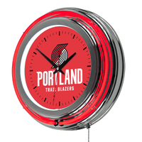 Portland Trail Blazers NBA Chrome Double Ring Neon Clock EasyOptionXY LLC