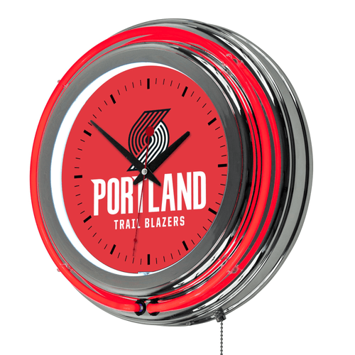 Portland Trail Blazers NBA Chrome Double Ring Neon Clock EasyOptionXY LLC