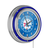 NBA Chrome Double Rung Neon Clock - City - Philadelphia 76ers EasyOptionXY LLC