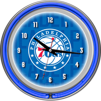 NBA Chrome Double Rung Neon Clock - City - Philadelphia 76ers EasyOptionXY LLC