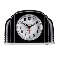 Crosley Black Vintage Art Deco Analog QA Desk or Bedside Alarm Clock, Non-Ticking with Backlight EasyOptionXY LLC