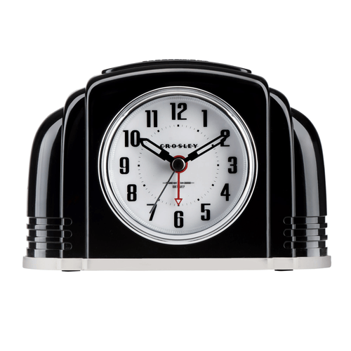 Crosley Black Vintage Art Deco Analog QA Desk or Bedside Alarm Clock, Non-Ticking with Backlight EasyOptionXY LLC