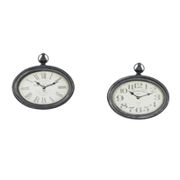 DecMode 12"H, 11"W Cream Metal Pocket Watch Style Wall Clock (2 Count) EasyOptionXY LLC