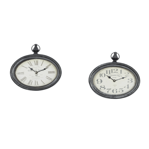 DecMode 12"H, 11"W Cream Metal Pocket Watch Style Wall Clock (2 Count) EasyOptionXY LLC