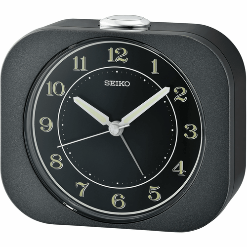 Seiko 4 inch Kyoda Beep Alarm Metallic Black Analog Quartz Desk Clock QHE195JLH EasyOptionXY LLC