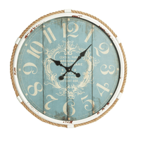 DecMode Coastal Turquoise/White Metal Round Wall Clock with Spade Shaped Clock Hands, 25"D EasyOptionXY LLC