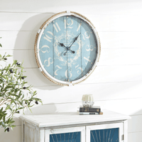 DecMode Coastal Turquoise/White Metal Round Wall Clock with Spade Shaped Clock Hands, 25"D EasyOptionXY LLC