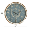 DecMode Coastal Turquoise/White Metal Round Wall Clock with Spade Shaped Clock Hands, 25"D EasyOptionXY LLC